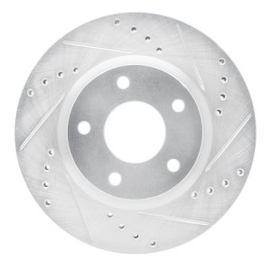 Nissan Sentra Brake Rotor (1) - Front Right - R1 Concepts - Drilled & Slotted - Silver - `13-`19